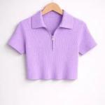 Zip Collared crop top