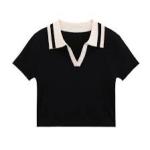 Black T-shirt white v collar